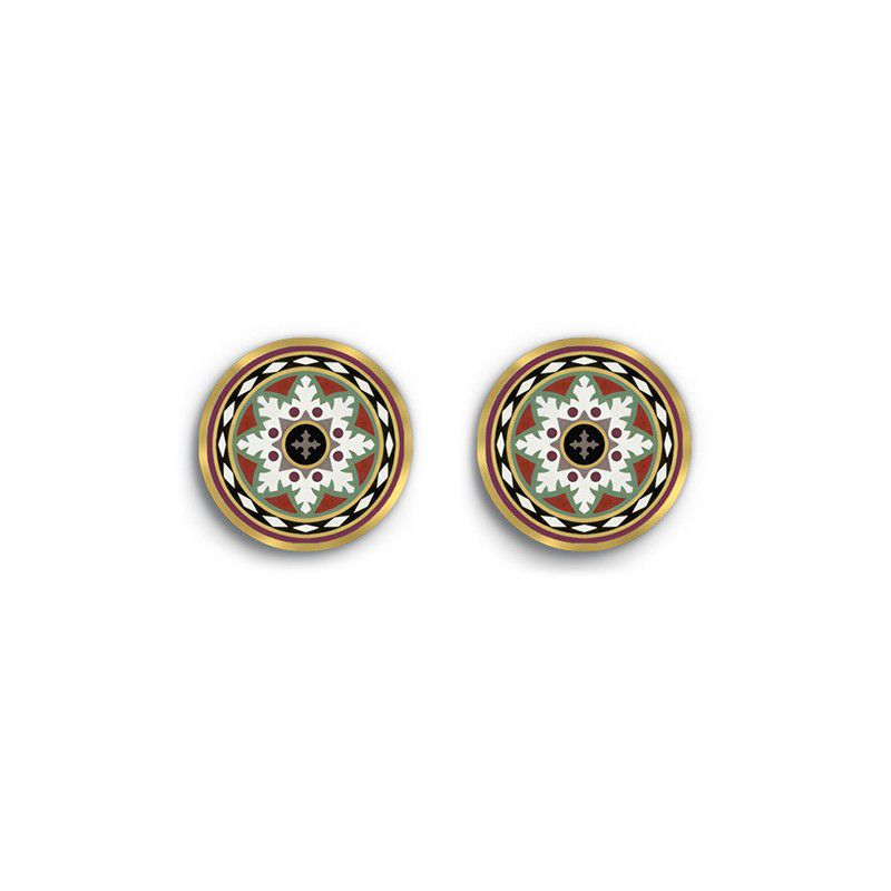 Lafont modernist tiles round button earrings