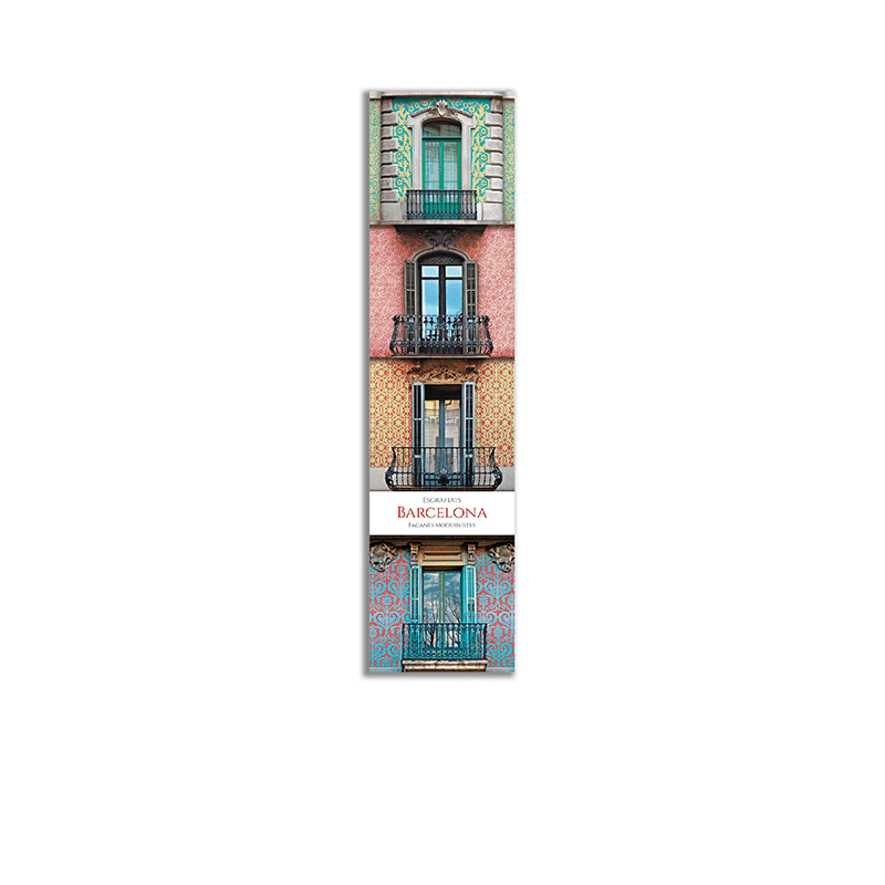 Marcalibros. Punto de libro de plástico inspirado en las fachadas modernistas de Barcelona. Modelo Balcones