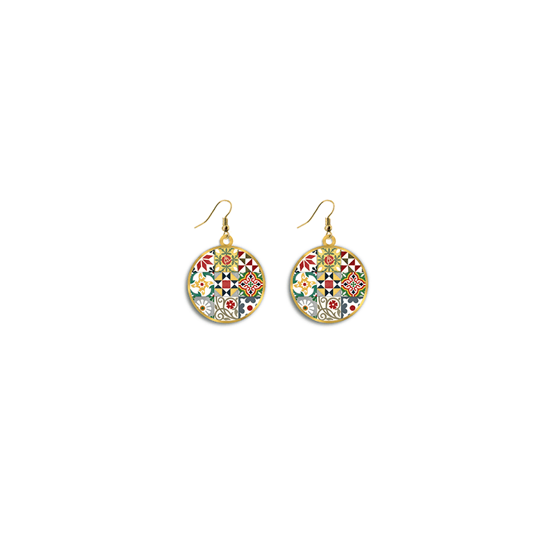 Round earrings Modernist Tiles