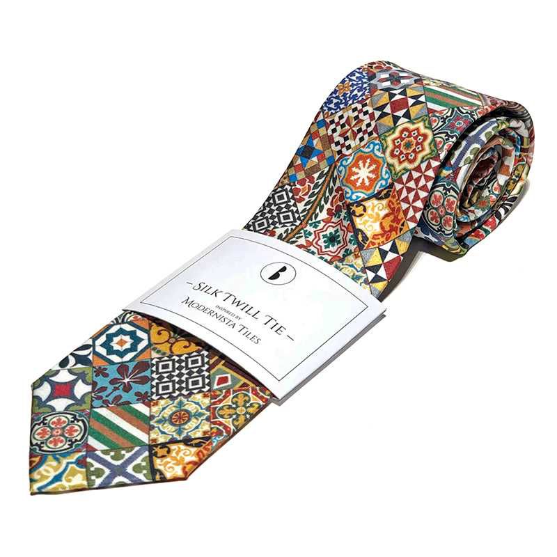 Corbata de seda de la colección Baldosas Modernistas