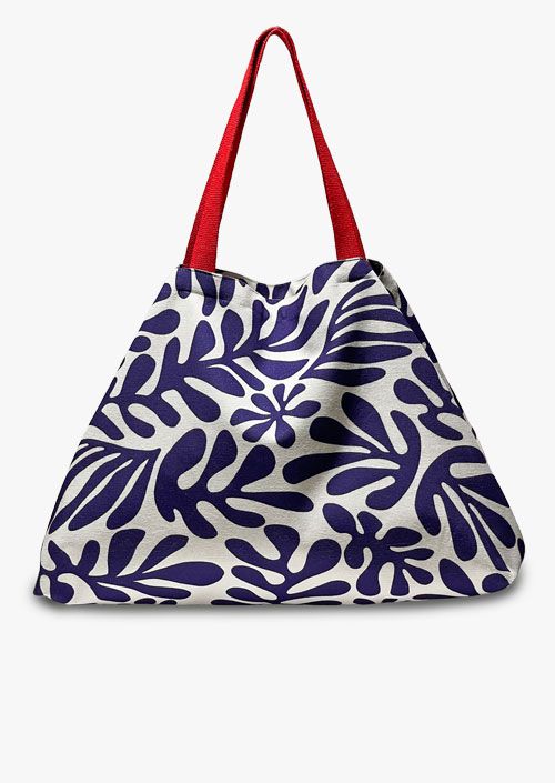 Large format bag in white and cobalt blue colors