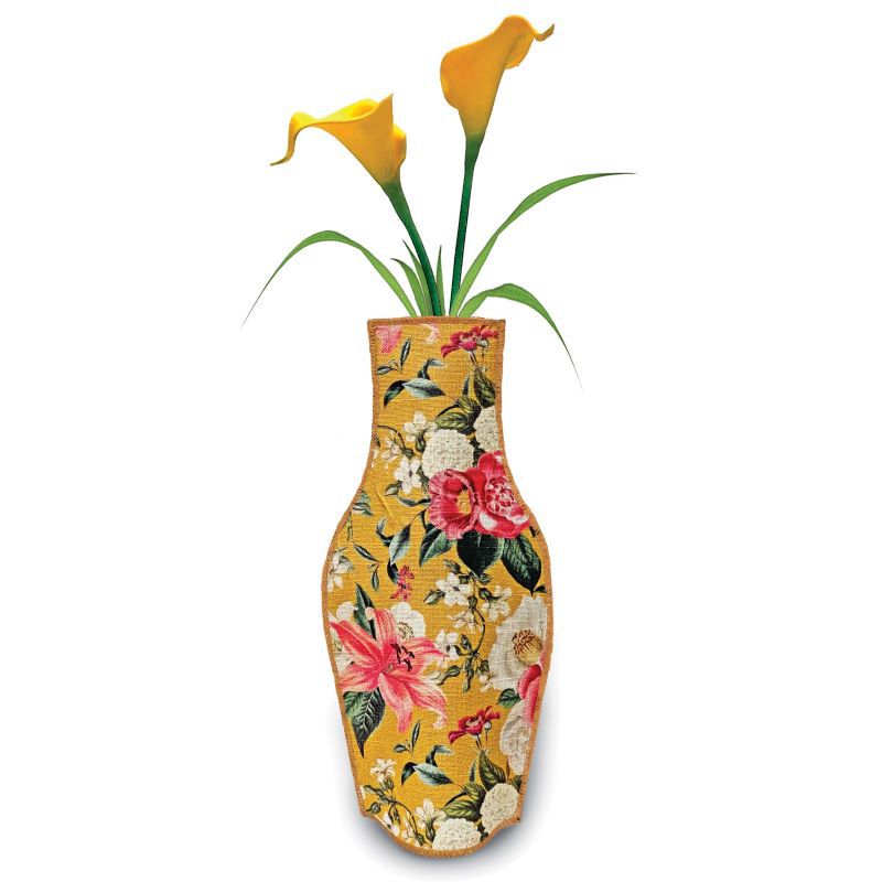 Decorative fabric vase with retro floral pattern