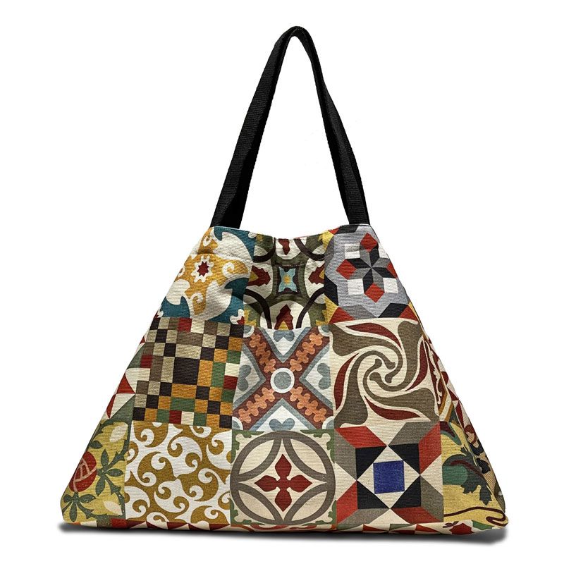 The bag can be used on both sides with different tile designs