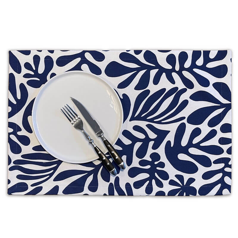 Individual de mesa en azul y blanco, inspirado en la obra de Henri Matisse