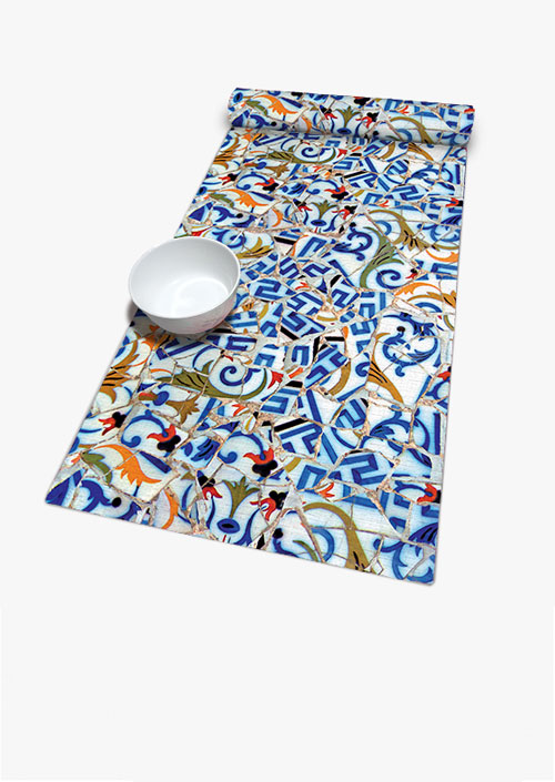 Trencadís table runner, inspired by the work of Gaudí