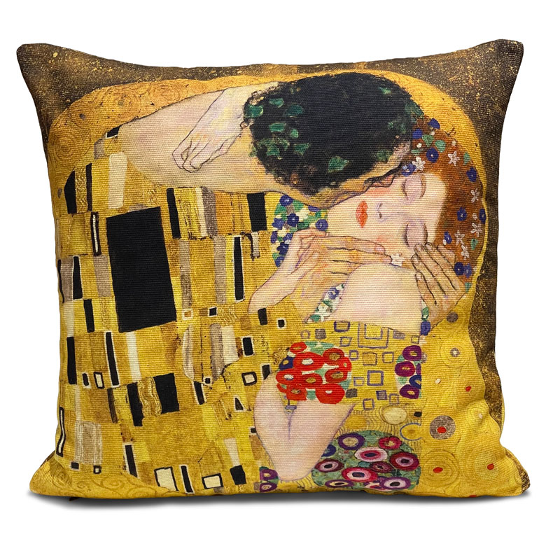 Funda de cojín, tela de algodón impresa con la obra de Gustav Klimt