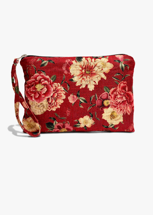 Case in a blend of linen and viscose, floral design