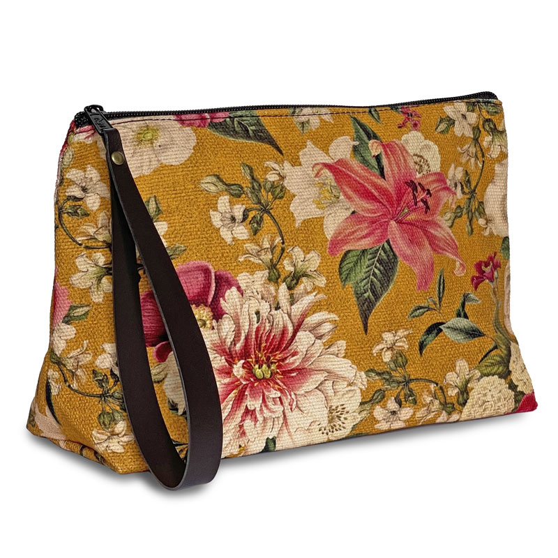 Cotton canvas pencil case with floral design