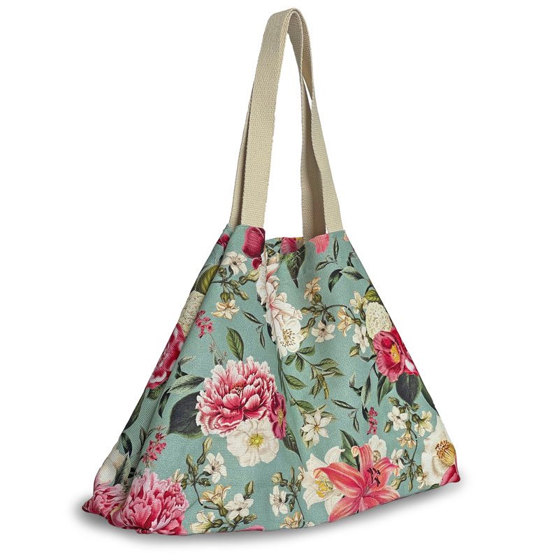 Bolsa oversize con diseño en tonos menta, rosa y blanco