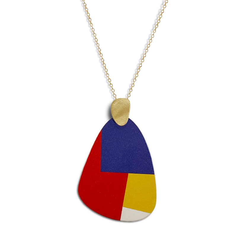 Necklace with colorful design inspired by the Bauhaus school