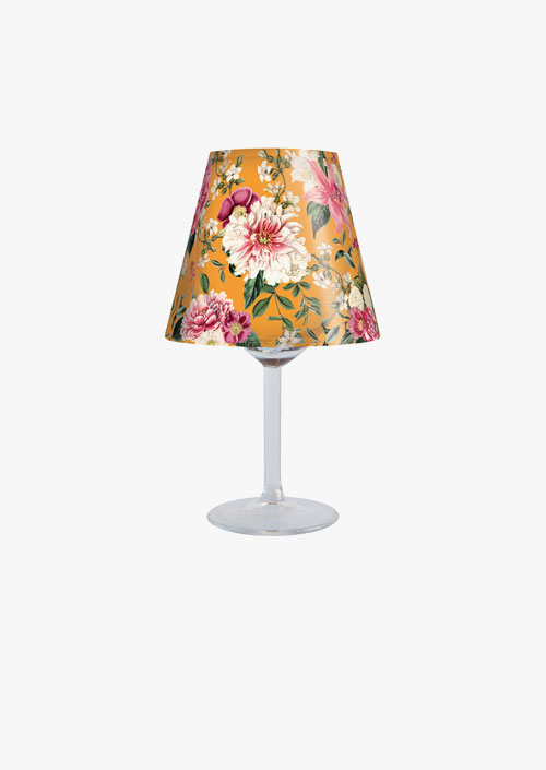 Lampshade to mount on a glass and form a lamp