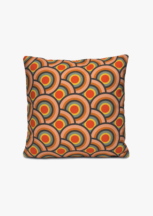 Cotton cushion cover with a design inspired by 70s psychedelia